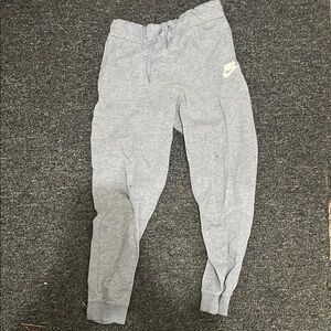 Nike Gray Sweatpants with Elastic Cuffs and Drawstring Waistband
